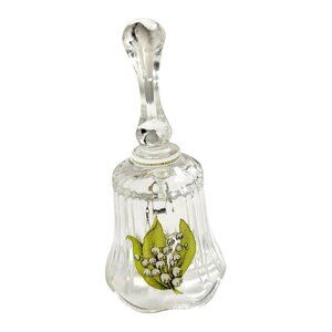 Vintage Fenton Petite Glass Birthday Bell May Lily of the Valley Hand-Painted